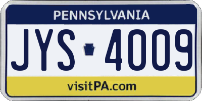 PA license plate JYS4009
