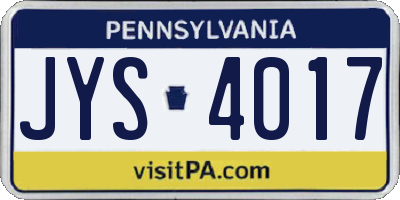 PA license plate JYS4017