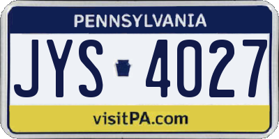 PA license plate JYS4027