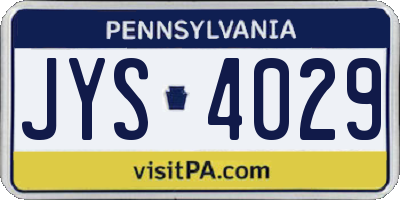PA license plate JYS4029