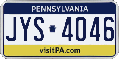 PA license plate JYS4046