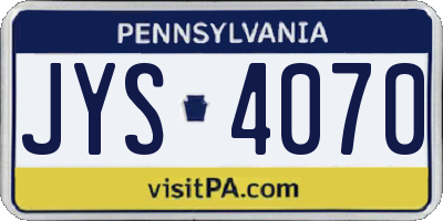 PA license plate JYS4070