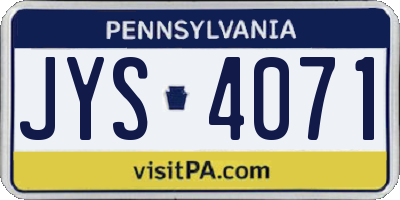 PA license plate JYS4071