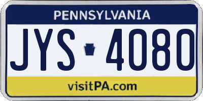 PA license plate JYS4080