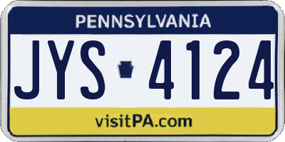 PA license plate JYS4124