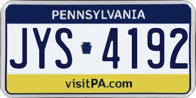 PA license plate JYS4192