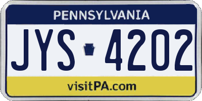 PA license plate JYS4202