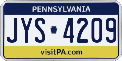 PA license plate JYS4209