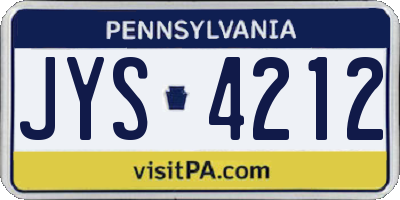PA license plate JYS4212