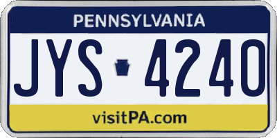 PA license plate JYS4240