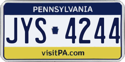 PA license plate JYS4244