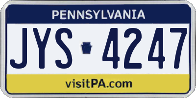 PA license plate JYS4247