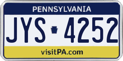 PA license plate JYS4252