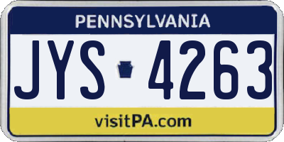 PA license plate JYS4263