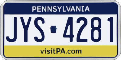 PA license plate JYS4281