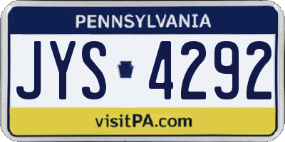 PA license plate JYS4292