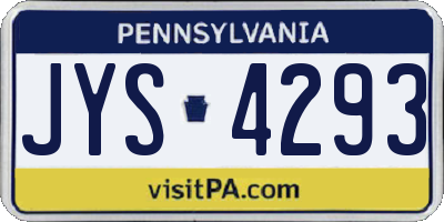 PA license plate JYS4293
