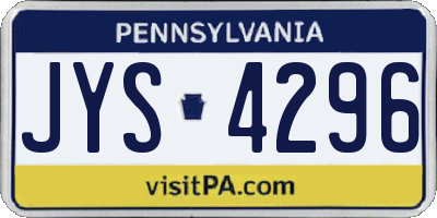 PA license plate JYS4296