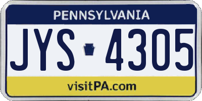 PA license plate JYS4305