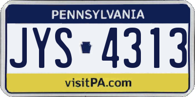 PA license plate JYS4313