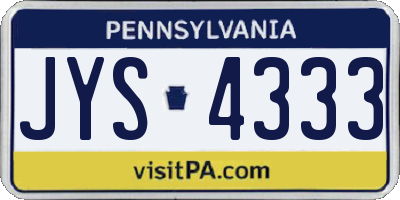 PA license plate JYS4333