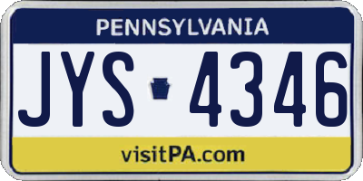 PA license plate JYS4346