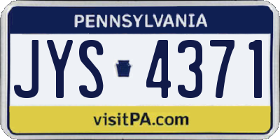 PA license plate JYS4371
