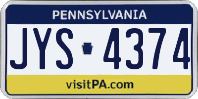 PA license plate JYS4374