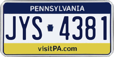 PA license plate JYS4381