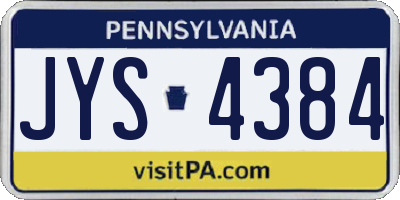 PA license plate JYS4384
