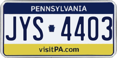 PA license plate JYS4403