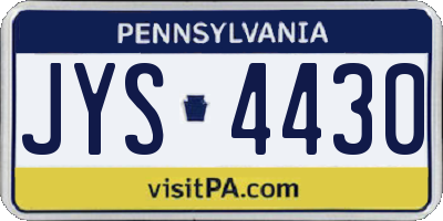 PA license plate JYS4430