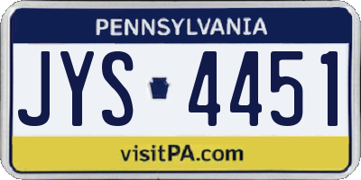 PA license plate JYS4451