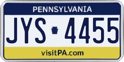 PA license plate JYS4455