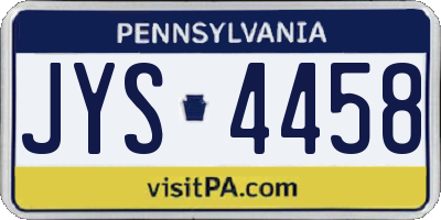 PA license plate JYS4458