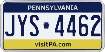 PA license plate JYS4462