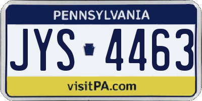PA license plate JYS4463