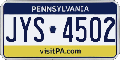 PA license plate JYS4502