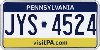 PA license plate JYS4524