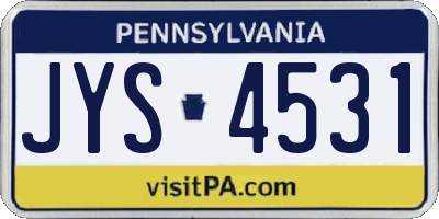 PA license plate JYS4531