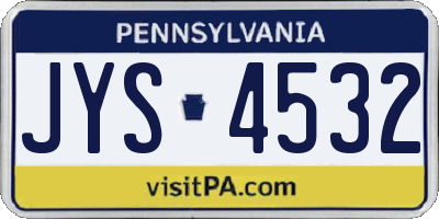 PA license plate JYS4532