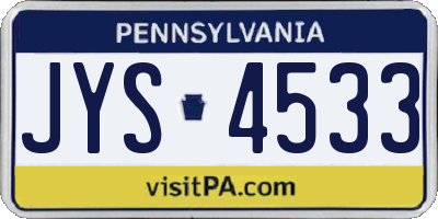 PA license plate JYS4533
