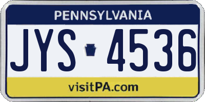 PA license plate JYS4536