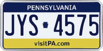 PA license plate JYS4575