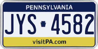 PA license plate JYS4582