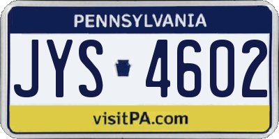 PA license plate JYS4602