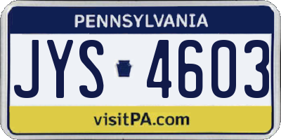 PA license plate JYS4603