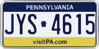 PA license plate JYS4615