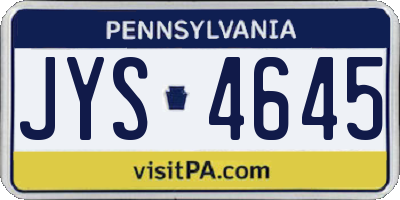 PA license plate JYS4645