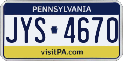 PA license plate JYS4670